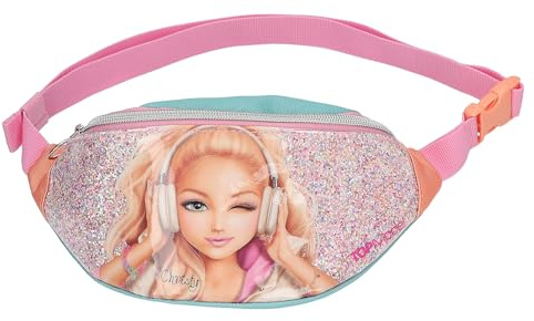 Depesche 14108 TOPModel Music - Crossbag in Pink, Apricot und Türkis, mit Model Motiv und Glitzer, Umhängetasche mit längenverstellbarem Tragegurt