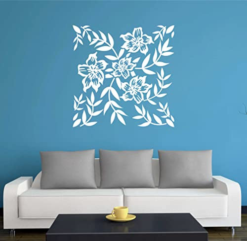 INDIGOS UG - Wandtattoo Wohnzimmer - Wandaufkleber WG10426 w426 Pflanze Blume 80 x 80 cm, weiß - Aufkleber Kinderzimmer Schlafzimmer Küche Badezimmer Büro Dekoration
