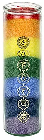 7 Chakras Duftkerze Stearin - Kerze mit ätherischen Ölen Geissblatt und Zeder – Regenbogen Kerze im Glas - CUTE NAILS