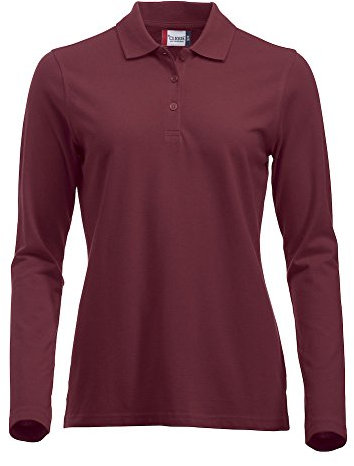 Ladies Classic Pure Cotton Long Sleeve Polo Shirt. Modern fit, 11 Vibrant Colours, XS-2XL (XL, Burgundy)
