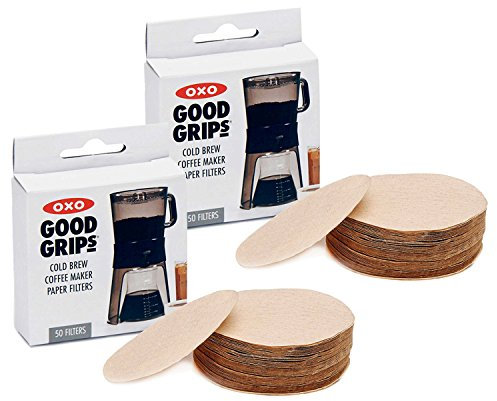 OXO Good Grips Cold Brew Coffee Maker Replacement Paper Filters, Brown, 50 Per Box (Pack of 2)