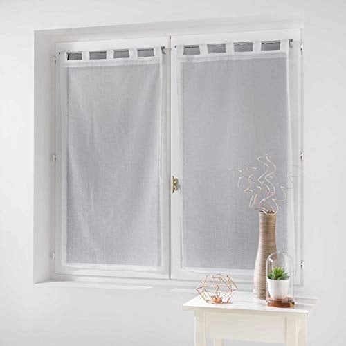 douceur d'Intérieur Dalya Paar rechts Schlaufen Voile Sand gestreift, Polyester, blau, 120 x 60 cm