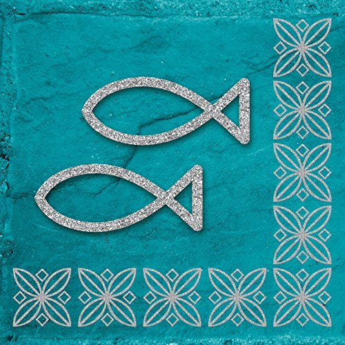 20 Servietten Modern Ichthys t?rkis/Kommunion/Konfirmation/Taufe/Hochzeit 33x33cm
