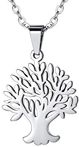 FOCALOOK Bijou Collier Arbre de Vie Femme Pendentif Simple Fille en Acier Inoxydable Accessoire Religieux