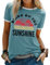 Dresswel Damen Bring On The Sunshine T Shirt Kurzarm Rundhals Regenbogen Top T-Shirt Sommer Oberteile Oben Hemd