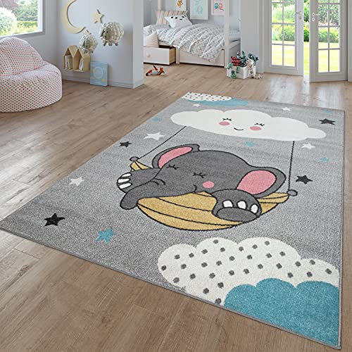 TT Home Teppich Kinderzimmer Kinderzimmerteppich Junge Mädchen Kinderteppich Modern Soft, Farbe: Grau, Größe:160x220 cm