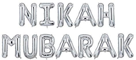 Nikah Mubarak Foil Balloons - Silver