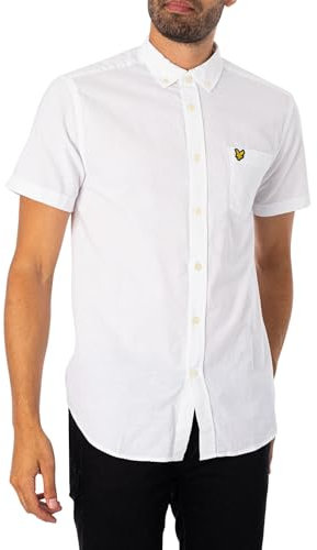Lyle and Scott Men Men's Oxford Shirt with Short Sleeve - Cotton - M White
