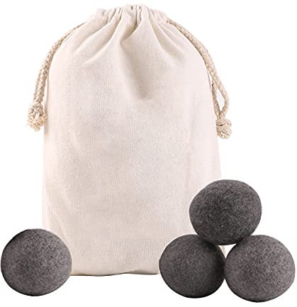 Wool Dryer Balls Premium Reusable Natural Fabric Softener,Tumble Dryer Wool Balls New Zealand, Quiet, Anti Static, Naturally Non-Toxic, Safe Unscented, Shorten Drying Time (black, 4pc)