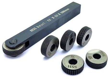 Nuevo soporte de herramientas de moleteado de una sola rueda con 5 moleteados HSS de repuesto (12 x 12 x 100 mm)
