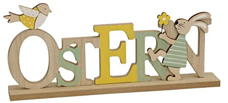 Posiwio dekorativer Schriftzug Ostern mit Hase und Vögelchen als ausgefallene Osterdeko