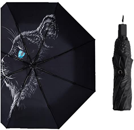 XKUN Regenschirm Cartoon Schwarzer Regenschirm Männer Katze Kreative Mode Regenschirm Starker Stand Winddicht Sombrillas-Manual Pattern In