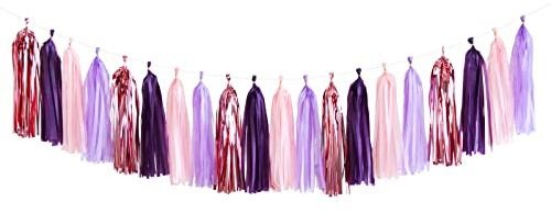 Pink-Purple Rose-Gold Party-Decorations Tassel Garland - 15pcs Baby Shower Decorations Girl Women Birthday Tassels Banner Streamers Bachelorette Wedding Engagement Party Decor Panduola