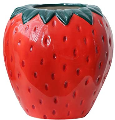 Erdbeer Vase Rote Keramik Vasen dekorative Vase für dänische Pastellzimmer