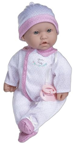 JC TOYS - La Baby Doll 40 cm Has Soft and Washable Body, Magic Bottle and Pacifier, White and Pink, Designed in Spain, +12 Months