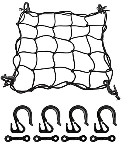 Kayak Canoe Deck Cargo Net, Heavy Duty Cargo Net with 4 Hooks, Motorbike Helmet Luggage Cargo Net, Large Capacity Thicken Netting for Kayak Canoe