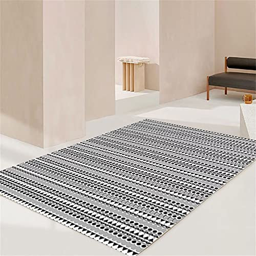 Kunsen Rugs for Bedroom Geometrisches Balkenmuster modern Dekoration Wohnung modern schwarz Günstiger Teppich deko wohnzimmer60X90CM