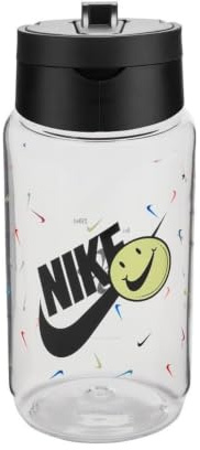 NIKE TR Renew Recharge Straw Bottle 16oz 473 ml Water Bottle Sports Bottle Training Fitness, Clear/Black/Black