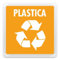 Cartello Adesivo Rifiuti - plastica - Pittogramma adesivo effetto lente di formato mm. 95x95, realizzati in pvc adesivo bianco e stampati attraverso tecnica serigrafica
