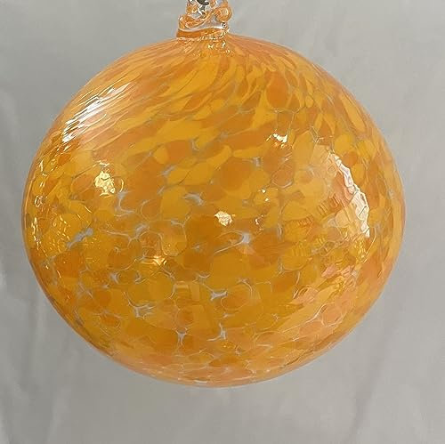 Glaskugel zum hängen Bunte Dekokugel Ornament gelb klar kräftig Fensterkugel mundgeblasen Ø ca. 11 cm Oberstdorfer Glashüt13
