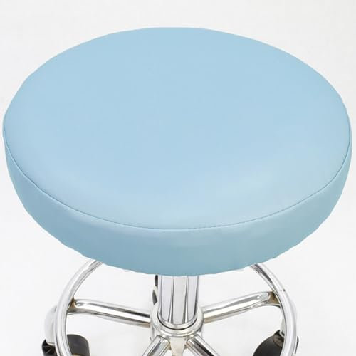 Rr tianshi Runde Hockerbezüge, wasserdichtes PU-Leder, elastischer Stuhlbezug, Stuhlschutz, Barhocker-Bezug für Salon, Hotel, Bar, Büro (1 Stück, 35 cm, blau)