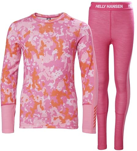 Helly Hansen Unisex Kids JR Graphic Lifa Merino Set Base Layer Bottom, 181 Dragon Fruit Splash CAMO A, 12 Years