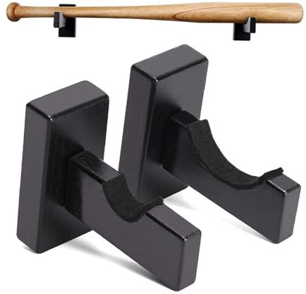 1 Paar Baseballschläger Halterung,Baseballschlägerständer Aus Holz,Horizontaler Baseballschlägerständer,Wandhalterung Baseballschlägerständer,Baseball Schläger Display Halter(Schwarz)