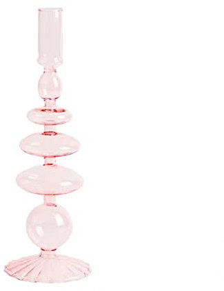 BEIJIALY Bougeoirs en Verre, Bougeoirs en Verre, Bougeoirs Coniques en Verre, Bougeoirs Coniques en Verre Ondulé, Décoration de Vase en Verre pour Centre de Table de Mariage, Fête à la(Rose 3)