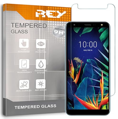 REY Pack 2X Bildschirmschutz aus gehärtetem Glas für LG K40, Schutzfolie, Displayschutzfolie 9H+ Härte, Anti-Kratzen-Öl-Bläschen
