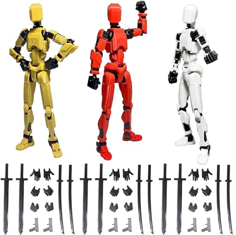 3 Stück T13 Figur,Action Figur,13 Types Action Figures,T13 Action Figure,Actionfiguren mit Mehreren Gelenken,Dummy 13 Actionfigur,3D Gedruckte Actionfigur für Desktop-Dekorationen
