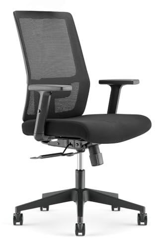 Waytex Chaise Bureau Ergonomique, Fauteuil d’Ordinateur Qualité Pro, 6 Réglages indépendants, Dossier, Assise, Soutien Lombaire et Accoudoirs, Basculant Synchrone - Noir