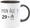 quotedazur - Mug 30 ans - Mon âge ? Doigt Honneur - Tasse Cadeau Anniversaire 30 ans - Noir/Céramique