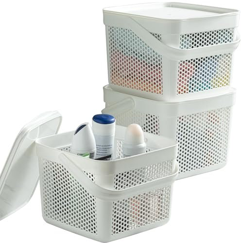 uandu Aufbewahrungskorb mit Deckel 8Lx3, Aufbewahrungsbox, Korb für Spielzeug, Wäschekorb, Regal Korb, Aufbewahrungskorb für Bad, Vorratskorb, Küchen Aufbewahrung & Organizer, Osterkörbchen, Osterkorb