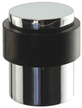 Aretro Heavy Duty Cylinder Door Stop Polished Chrome Metal Floor Mounted with Rubber Sound Dampener (Polished Chrome)