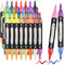 TBC The Best Crafts Lápices acrílicos de 48 colores, 24 unidades de lápices acrílicos de doble punta para piedras, resistentes al agua, rotulador de pintura acrílica, rotuladores de vidrio para