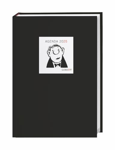 Loriot Agenda A5 Schwarz - Kalenderbuch 2025 - Heye-Verlag - Taschenkalender mit humorvollen Illustrationen - 15,2 cm x 21,5 cm