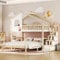 ZYLOYAL10 - Lettino per bambini con scivolo e scala, 90 x 200 cm, letto a soppalco per bambini, 2 reti a doghe, colore naturale del legno e bianco - D