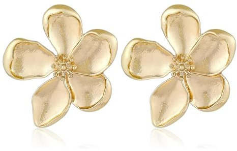 HUTRADE Ohrringe Damen Gold blumen earrings Große Blumenohrringe Metall Blumenstecker Statement Ohrringe Schmuck für Frauen und Mädchen