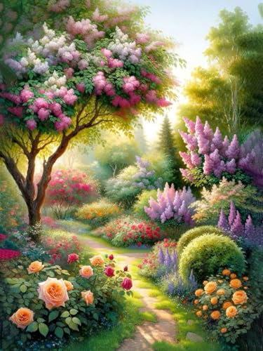Gemartmall Malen nach Zahlen Erwachsene Landschaft-Malen nach Zahlen Blumen, Landschaft Ölgemälde für Hause Dekoration Verwendet Werden (30 x 40 cm)