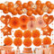 Premium Orange Partydeko - Papier Fächer, Pompons, Luftballon, Party Deko für Geburtstag Basketball Thanksgiving Halloween Karneval St. Patrick's Day Party