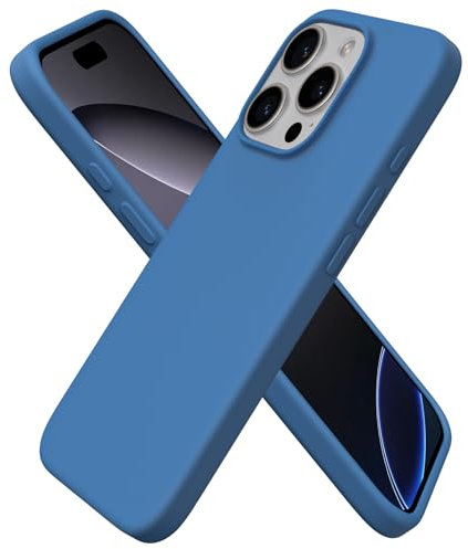 ORNARTO Coque pour iPhone 16 Pro, Housse en Silicone Liquide Compatible avec iPhone 16 Pro 6,3 Pouces, Étui Fine Slim, Case Souple Protection Complète, Cover Antichoc (Bleu)