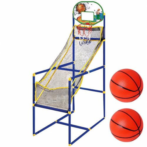 Dbvnnsy Basketball Outdoor Games Set, verstellbare tragbare Basketball-Hoop für Kinder mit 2 Bällen und Inflator Interactive Parent-Kind Basketball Hoop Outdoor Indoor Carnival Games