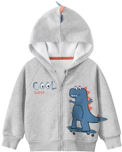 TEDD Boys Hoodies Zip for Kids Jumper Cotton Jacket Top Dinosaur Sweatshirts Long Sleeve T Shirt Casual Toddler Clothes Autumn Winter Tag Size 130 = 6-7 Years
