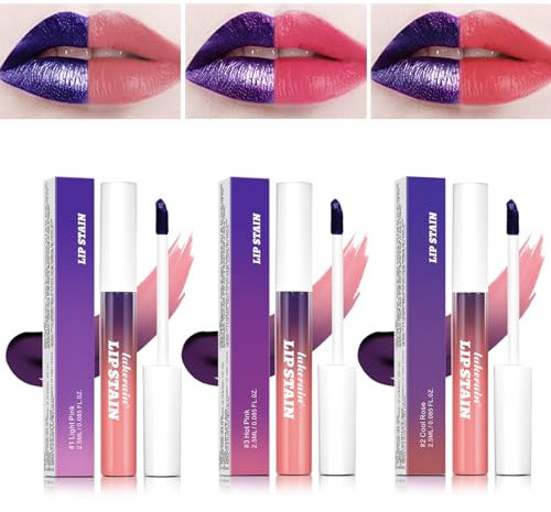 Lip Stain Peel Off, 3 Colors Lip Tint Peel Off, Matte Peel Off Lip Stain, Non-Stick Cup Tattoo Color Lip Gloss Set, Waterproof Long Lasting Lip Makeup for Women Girls