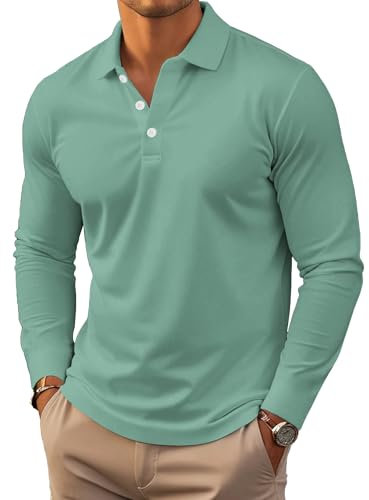 Long Sleeve Polo Shirts for Men Moisture Wicking Outdoor Workwear Office Casual Collared Shirts Fall (UK, Alpha, XXL, Regular, Regular, #5)