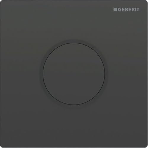 Geberit Urinalsteuerung mit elektronischer Spülauslösung, Batteriebetrieb, Abdeckplatte Typ 10, Farbe: schwarz glänzend/schwarz matt