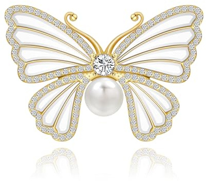 Yifnny Broche papillon pour dames, Broches Hijab Broche papillon vintage Broche élégante et scintillante Pour foulards, robes et accessoires Epingles à châle
