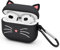 Mouzor Niedliche Airpods 3 Hülle, Schwarze Whisker Katzen AirPods 3 Generation Hülle 2021, lustige 3D Cartoon Tier Hülle, weiche, stoßfeste Ladehülle aus Silikon mit Karabiner