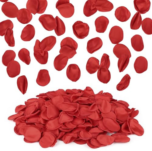 Suream Artificial Flowers Silk Rose Petals, Flower Girl Scatter Petals for Wedding, Red Rose Petals for Dinner Table Centerpieces Romantic Night Anniversary Party Birthday Decoration(300 Pieces)