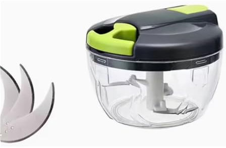 Manual Food Processor Vegetable Chopper, Hand Pull String Garlic Mincer Onion Cutter, Easy to Clean, Portable, for Ginger, Fruits, Herbs, 500ml(B)